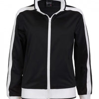 Identitee Ladies Track Top Jacket Tracksuit Warm Winter Full Zip Varsity Jumper - Black/White - L (14-16)