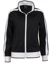 Identitee Ladies Track Top Jacket Tracksuit Warm Winter Full Zip Varsity Jumper - Black/White - L (14-16)