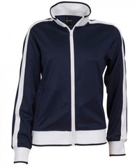 Identitee Ladies Track Top Jacket Tracksuit Warm Winter Full Zip Varsity Jumper - Navy/White - XL (18-20)