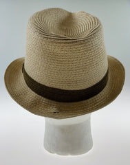 Dents Mens Straw Hat Toyo Trilby Fedora Summer Sun Stingy Brim  - Natural/Brown - L/XL