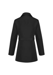 Womens Winter Button Long Trench Coat Jacket Parka Overcoat - Black - Medium