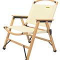 Bamboo Canvas Foldable Outdoor Camping Chair Wooden Travel Picnic Park - Khaki/Beige