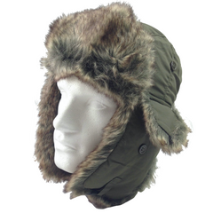 DENTS Russian Ushanka Trapper Hat Ski Army Aviator Trooper - Khaki - 55cm