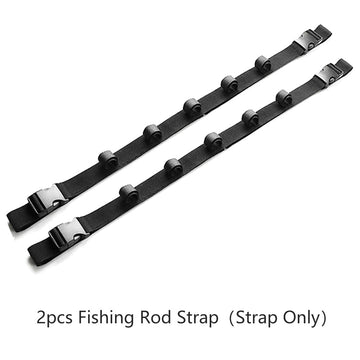 Detail of velcro securing mechanism and adjustable straps for fishing rod holder