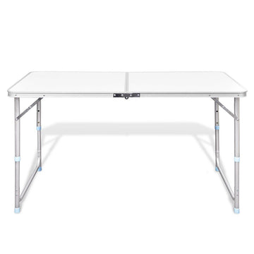 Aluminium Folding Portable Garden Camping Picnic BBQ Table Height Adjustable 120 x 60 cm - white