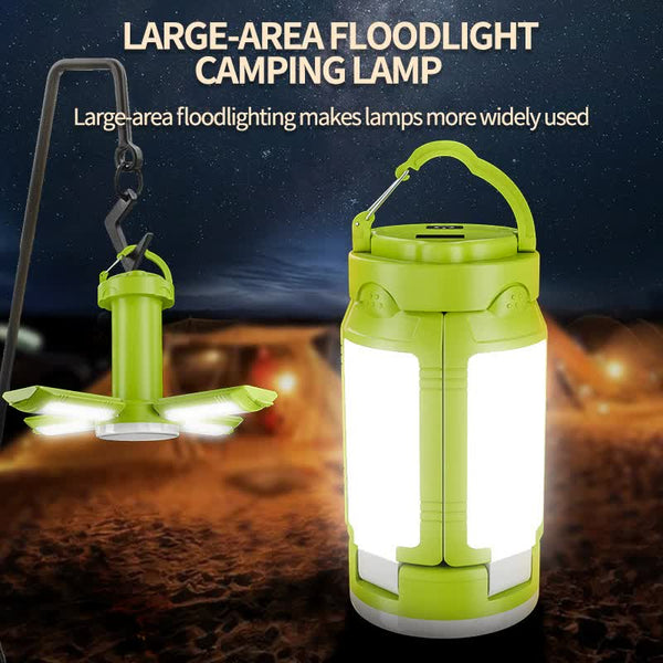 Green Foldable LED Camping Lantern with 6 Modes & Type-C Output - 48LED, IPX4 Waterproof, 3 Styles