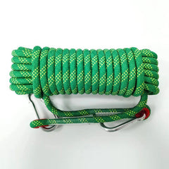 Green Polyester (for home use) Without Wire Core Heavy Duty Adjustable Clothesline Set (2 Pack) - 15 Steel Wire Core Nylon Rope with Hooks for Outdoor & Camping