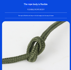 Green Polyester (for home use) Without Wire Core Heavy Duty Adjustable Clothesline Set (2 Pack) - 15 Steel Wire Core Nylon Rope with Hooks for Outdoor & Camping