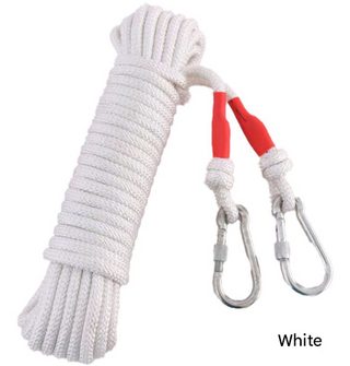 White With Wire Core Heavy Duty Adjustable Clothesline Set (4 Pack) - 15m Steel Wire Core Nylon Rope with Hooks for Outdoor & Camping