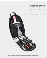 Portable Kitchen Utensil Storage Bag - Lightweight Organizer for Camping and Outdoor Cooking, Black