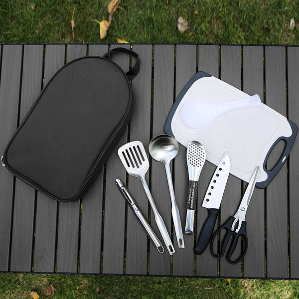 Portable Kitchen Utensil Storage Bag - Lightweight Organizer for Camping and Outdoor Cooking, Gray