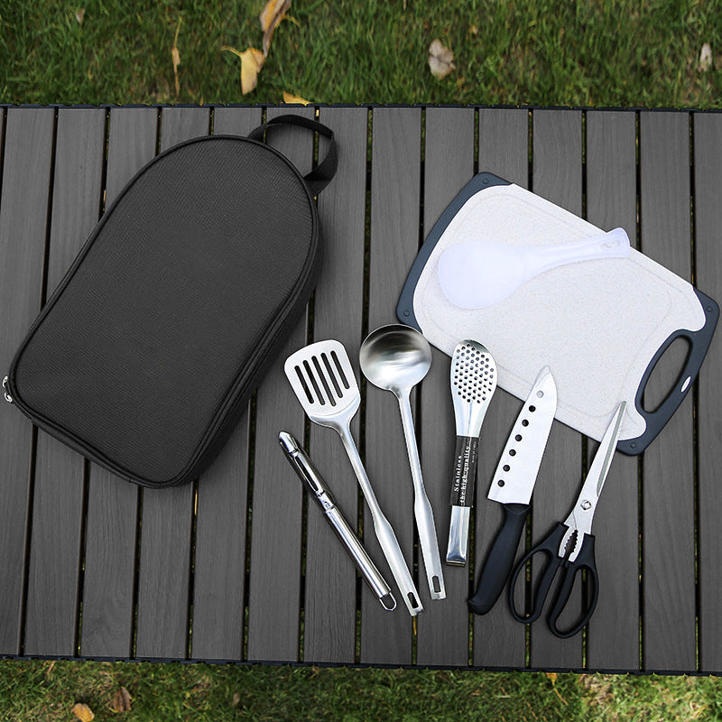 Portable Kitchen Utensil Storage Bag - Lightweight Organizer for Camping and Outdoor Cooking, Gray