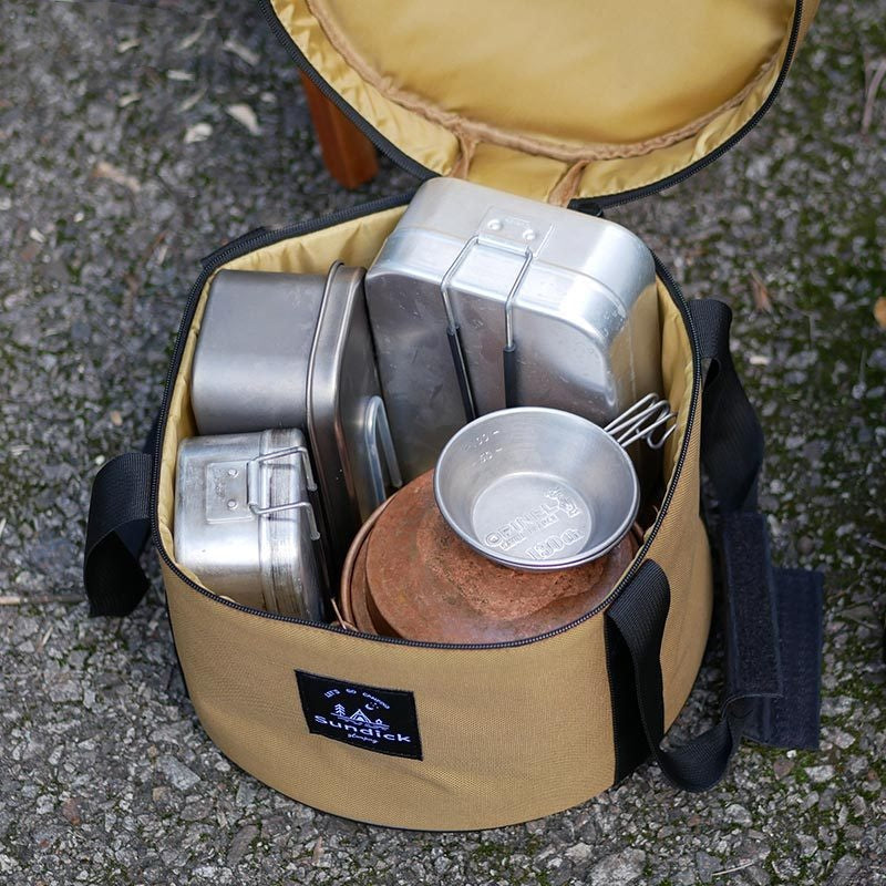 Portable Outdoor Kitchen Utensil Organizer,Waterproof Camping Cookware Storage Bag, Khaki-Size L