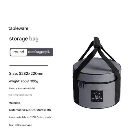 Portable Outdoor Kitchen Utensil Organizer,Waterproof Camping Cookware Storage Bag, Smoke Gray-Size L