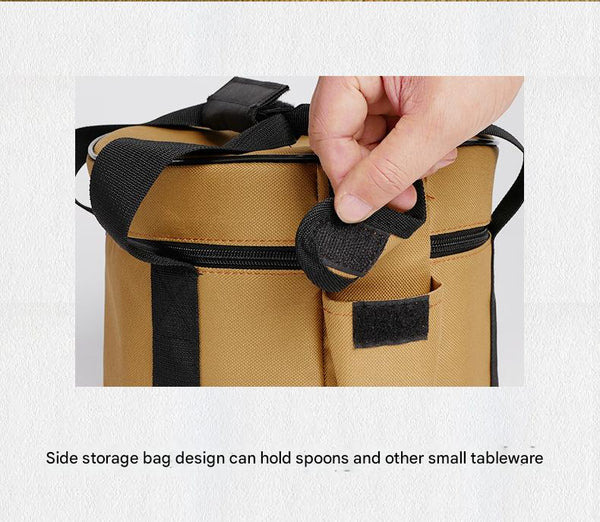Portable Outdoor Kitchen Utensil Organizer,Waterproof Camping Cookware Storage Bag, Smoke Gray-Size L