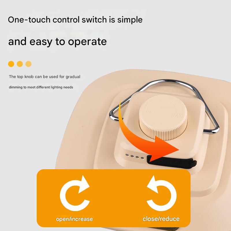 Green Vintage LED Camping Lantern - Rechargeable, Stepless Dimming, Power Bank