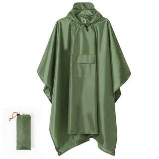 Green Portable Outdoor Camping Poncho - Can be used as Raincoat, Tarp, Ground Cover