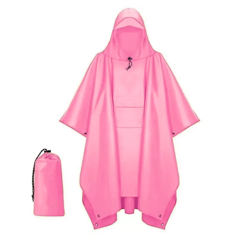 Pink Portable Outdoor Camping Poncho - Can be used as Raincoat, Tarp, Ground Cover