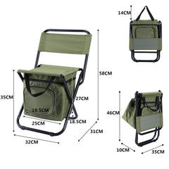 Foldable Camping Chair with Integrated 10L Insulated Cooler Bag - Army Green