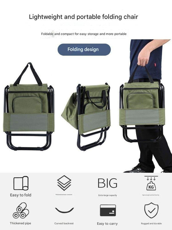Foldable Camping Chair with Integrated 10L Insulated Cooler Bag - Blue