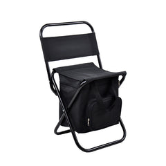 Foldable Camping Chair with Integrated 10L Insulated Cooler Bag - Black