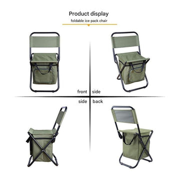 Foldable Camping Chair with Integrated 10L Insulated Cooler Bag - Black