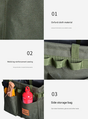 Green Heavy Duty Foldable Outdoor Camping Storage Box - Oxford Cloth Collapsible Gear Organizer Tote with Pockets