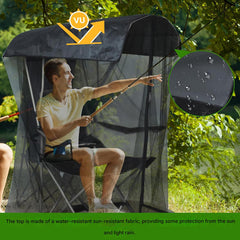 Portable Outdoor Chair Cover with Mosquito Net & Sun Canopy - UV & Water-Resistant Shelter for Camping & Fishing(black 205*125*205CM)
