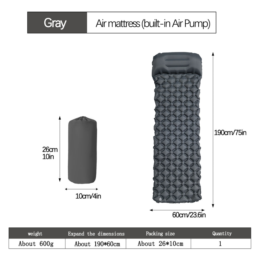 Elosung Ultralight Inflatable Sleeping Mat with Pillow (2 Pack) - Grey