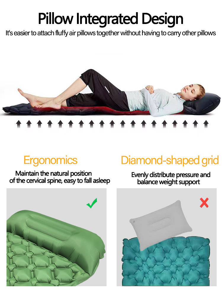 Elosung Ultralight Inflatable Sleeping Mat with Pillow (2 Pack) - Grey