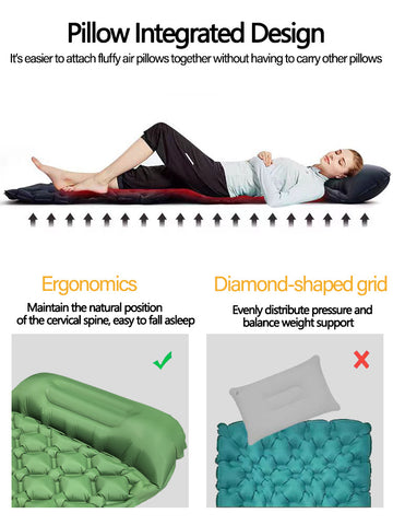 Elosung Ultralight Inflatable Sleeping Mat with Pillow (2 Pack) - Grey