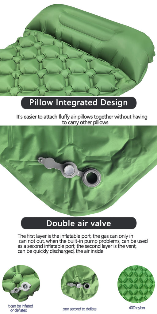 Elosung Ultralight Inflatable Sleeping Mat with Pillow (2 Pack) - Grey
