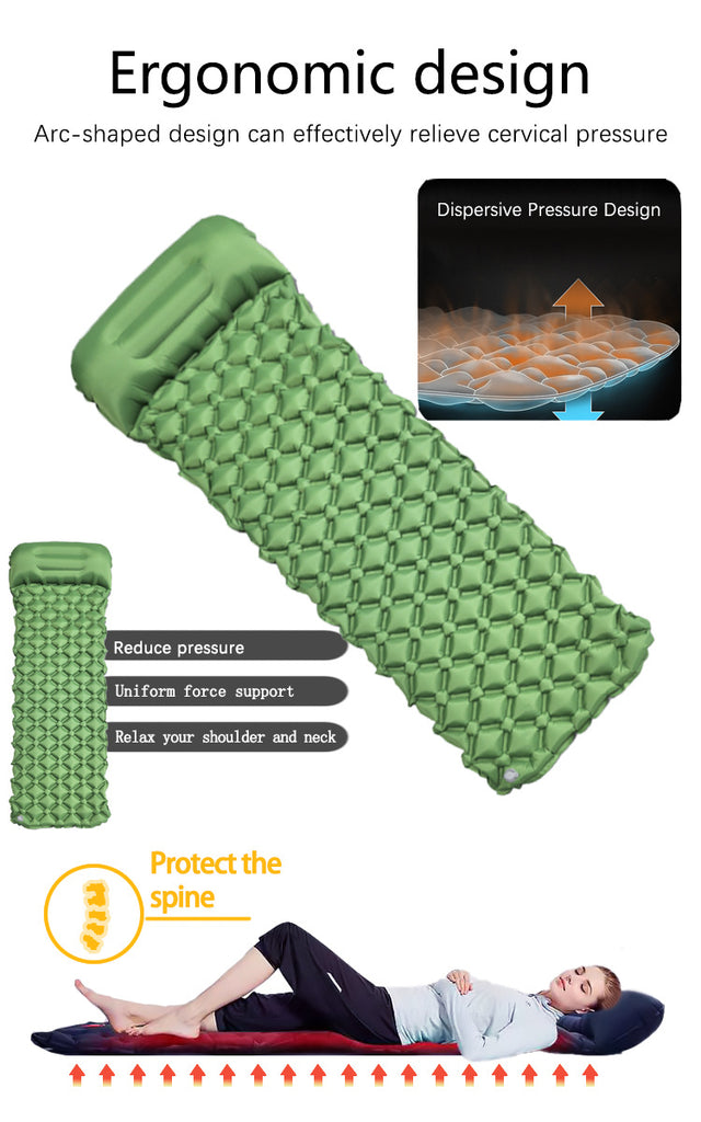 Elosung Ultralight Inflatable Sleeping Mat with Pillow (2 Pack) - Grey