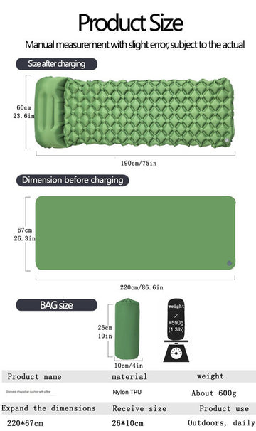 Elosung Ultralight Inflatable Sleeping Mat with Pillow (2 Pack) - Grey
