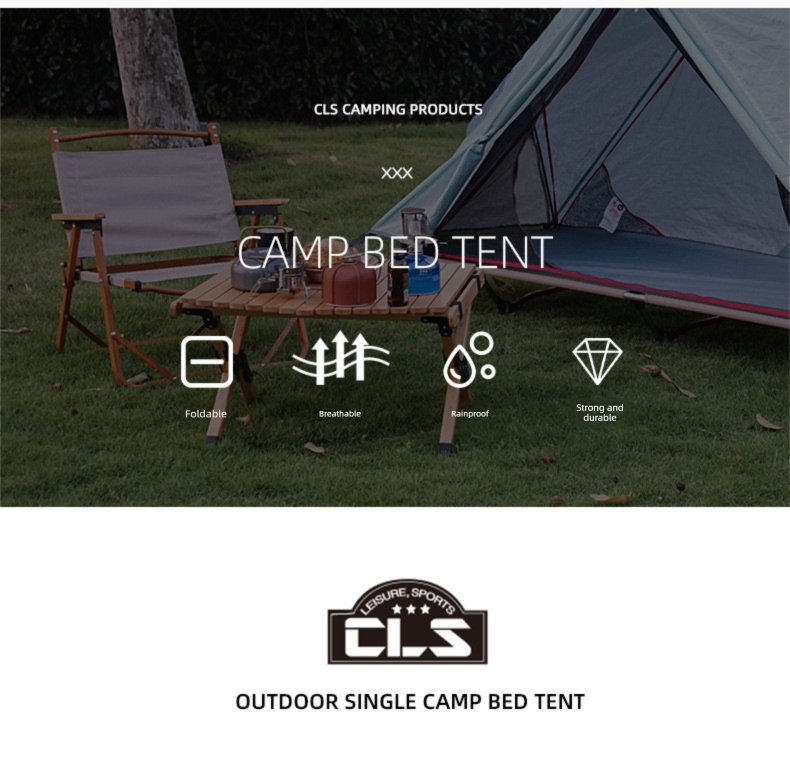 Single Person Off-Ground Camping Tent Portable Folding Bed Cover with Mosquito Net UV-Resistant Fishing Tent Light Khaki