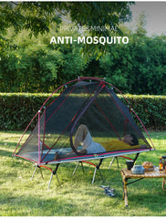 Single Person Off-Ground Camping Tent Portable Folding Bed Cover with Mosquito Net UV-Resistant Fishing Tent Blue
