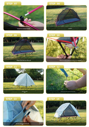 Single Person Off-Ground Camping Tent Portable Folding Bed Cover with Mosquito Net UV-Resistant Fishing Tent Blue