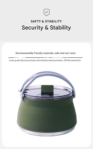 Elosung 1L Collapsible Camping Kettle - Black