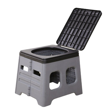 Elosung Folding Portable Camping Toilet Stool - Grey