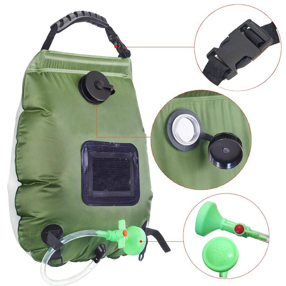 Elosung 20L Solar Camping Shower Bag