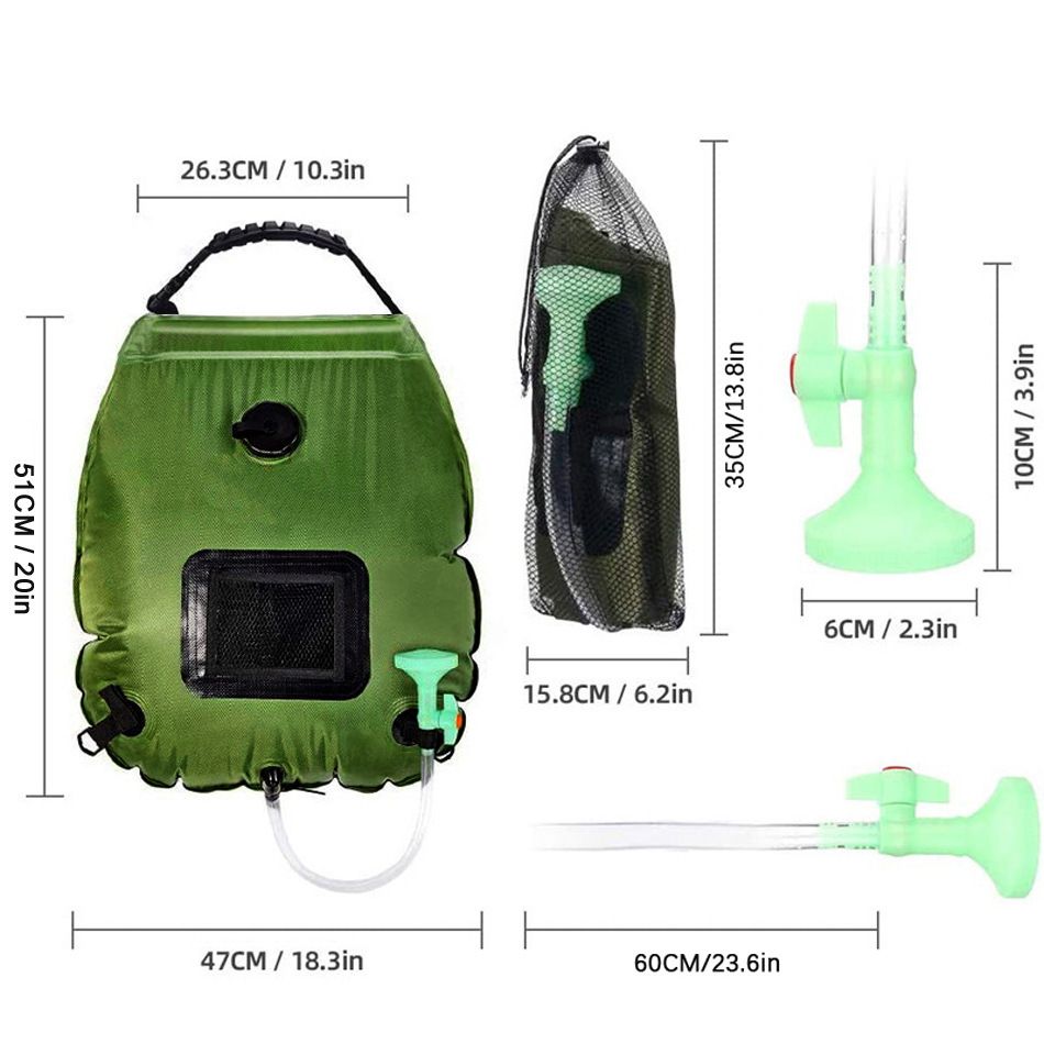 Elosung 20L Solar Camping Shower Bag