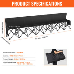 VEVOR 8 Seat Portable Folding Sport Bench Outdoor Camping Chair with Carry Bag