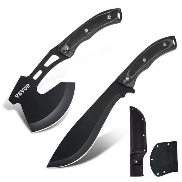 VEVOR Hunting Knife and Hatchet Axe Combo Set Sheath Fixed Blade Knife Camping