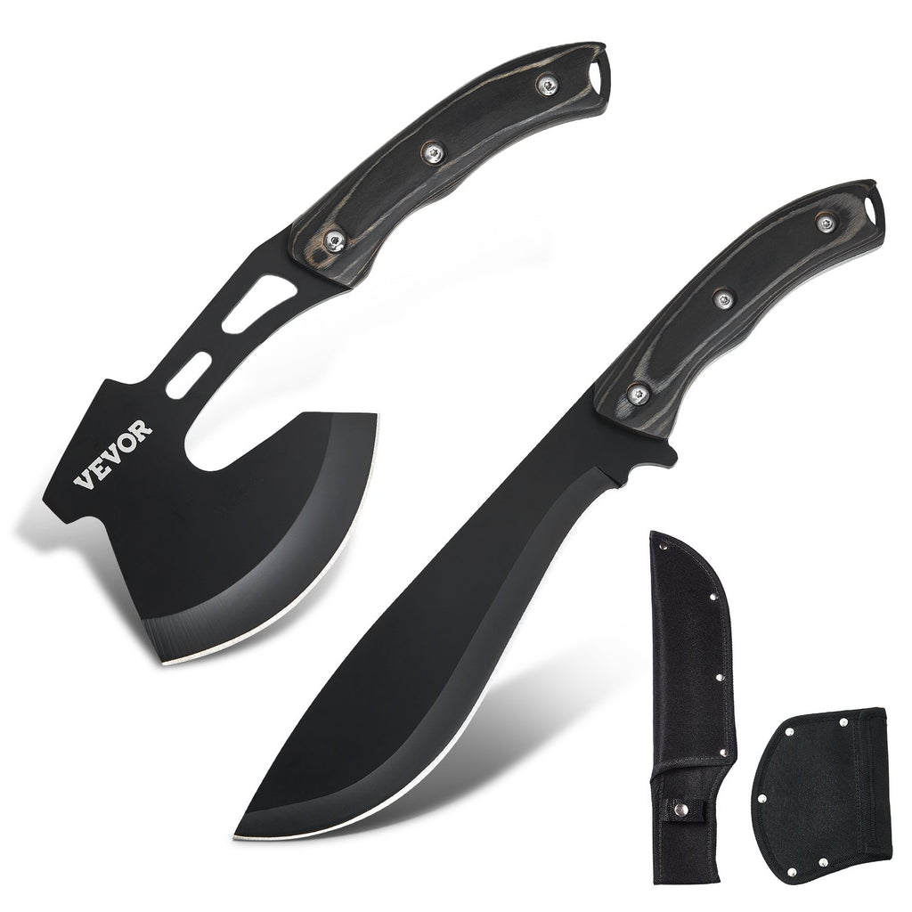 VEVOR Hunting Knife and Hatchet Axe Combo Set Sheath Fixed Blade Knife Camping