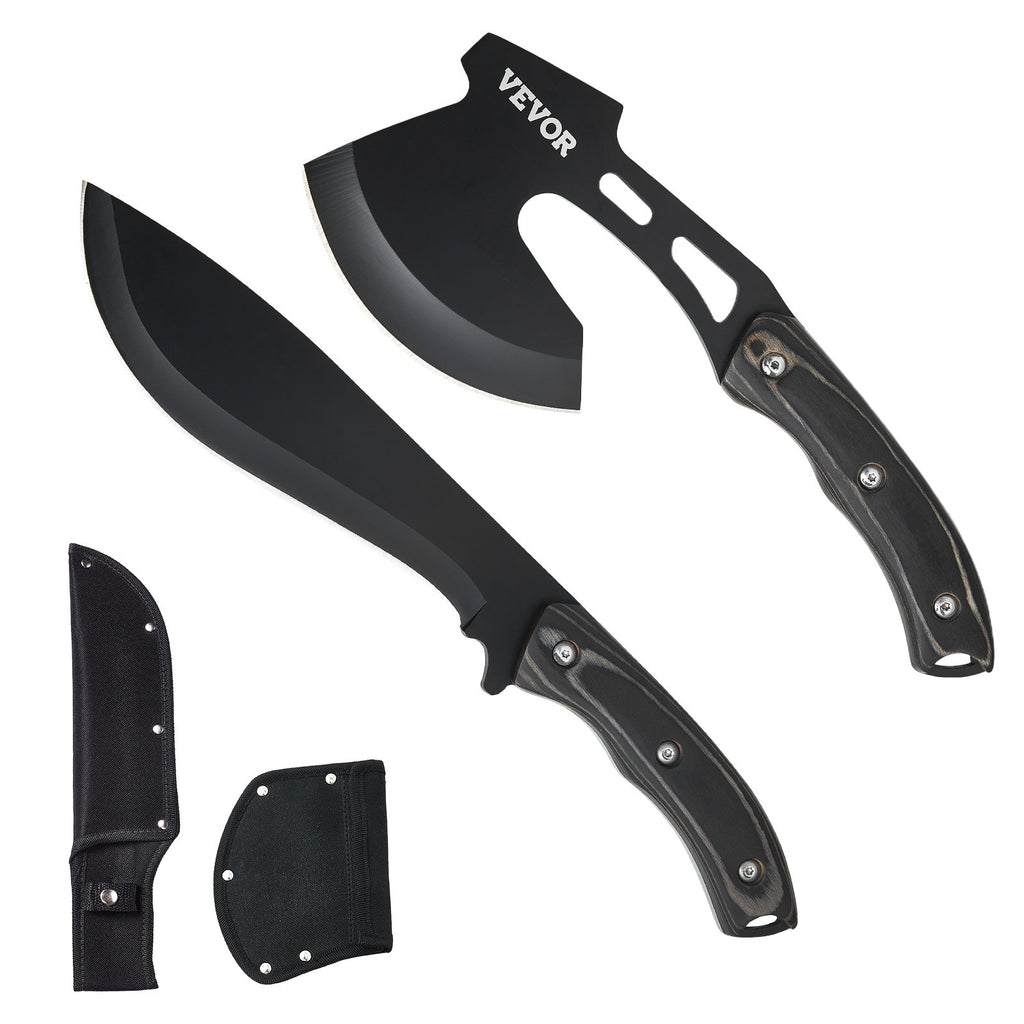 VEVOR Hunting Knife and Hatchet Axe Combo Set Sheath Fixed Blade Knife Camping