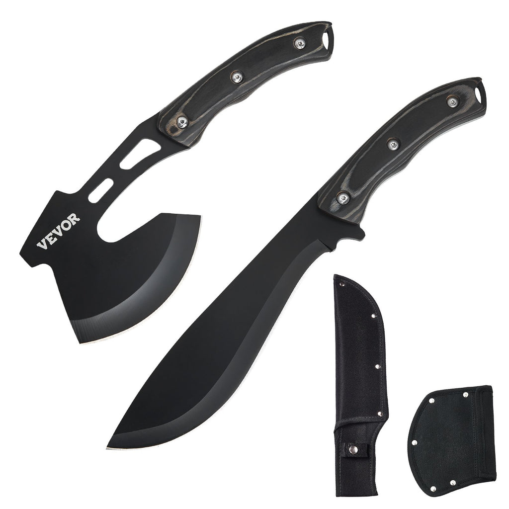 VEVOR Hunting Knife and Hatchet Axe Combo Set Sheath Fixed Blade Knife Camping