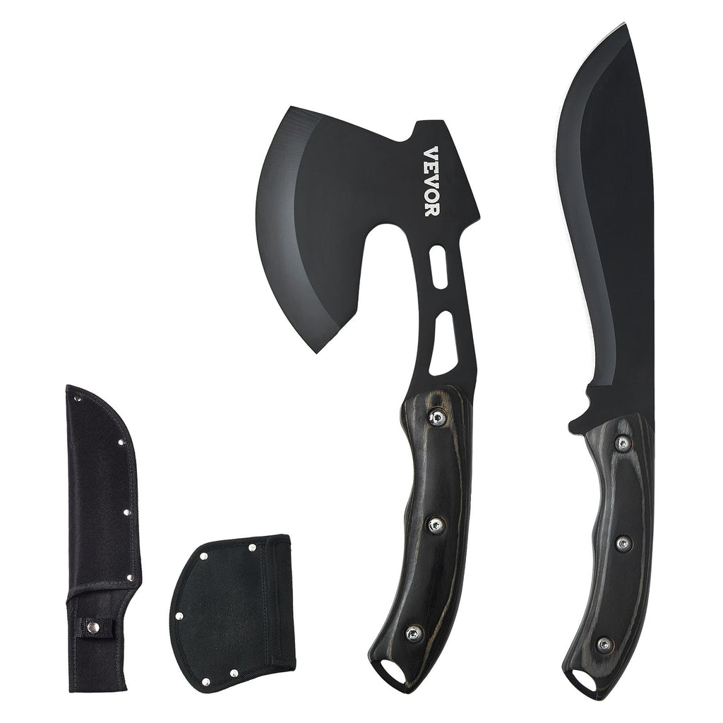 VEVOR Hunting Knife and Hatchet Axe Combo Set Sheath Fixed Blade Knife Camping