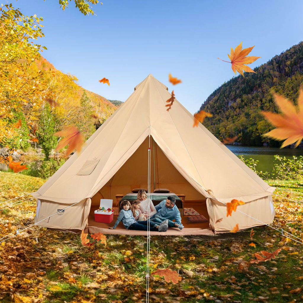 Canvas Bell Tent 5m/16.4ft 4-Season Camping Yurt Tent with Stove Jack