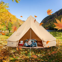 Canvas Bell Tent 5m/16.4ft 4-Season Camping Yurt Tent with Stove Jack