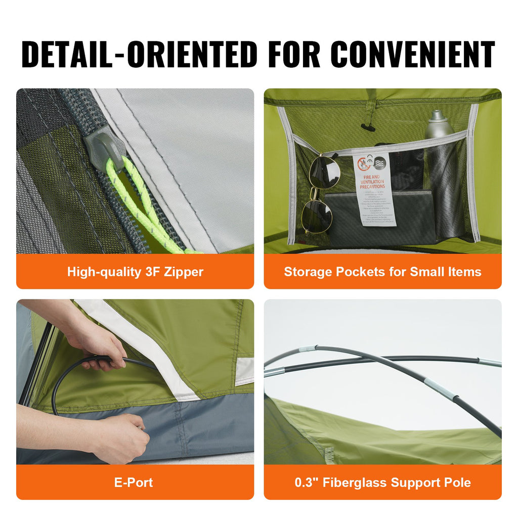 VEVOR Camping Tent, 7 x 7 x 4 ft Fit for 6 Person, Waterproof Lightweight Backpacking Tent, Easy Setup, with Door and Window, for Outdoor Family Camping, Hiking, Hunting, Mountaineering Travel
